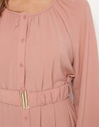rosa Rochie Roz închis Lejeră Maxi cu nasturi și curea cu cataramă decorativă Liriti
