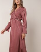 rosa Rochie roz închis satinată midi cu decolteu petrecut și guler Hartho