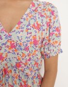 rosa Rochie Roză Evazată din Viscoză cu elastic în talie și șliț pe picior Missani