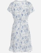 rosa Rochie Scurtă Albastră cu Cordon și Elastic în Talie și Decolteu Petrecut Starice
