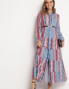 rosa Rochie tip cămașă Albastră-Roz Evazată Maxi Jayin