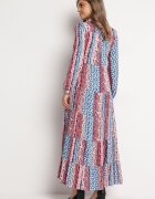 rosa Rochie tip cămașă Albastră-Roz Evazată Maxi Jayin