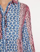 rosa Rochie tip cămașă Albastră-Roz Evazată Maxi Jayin