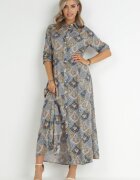 rosa Rochie Tip Cămașă Albastru-Verde cu Model Paisley Melli