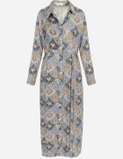 rosa Rochie Tip Cămașă Albastru-Verde cu Model Paisley Melli