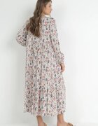 rosa Rochie tip cămașă bej deschis cloș cu volan Litia