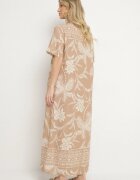 rosa Rochie tip cămașă bej din viscoză cu imprimeu floral cu buzunare Eramira