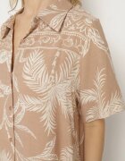 rosa Rochie tip cămașă bej din viscoză cu imprimeu floral cu buzunare Eramira