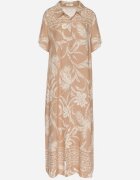 rosa Rochie tip cămașă bej din viscoză cu imprimeu floral cu buzunare Eramira