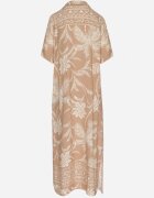 rosa Rochie tip cămașă bej din viscoză cu imprimeu floral cu buzunare Eramira