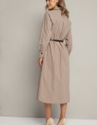 rosa Rochie tip cămașă bej închis cu nasturi cu curea și imitație de buzunare Tintarra