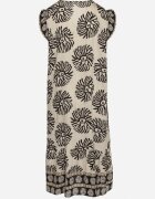 rosa Rochie Tip Cămașă Neagră cu Viscoză și Model Geometric Siledia