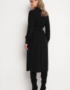 rosa Rochie tip cămașă neagră din bumbac cu cordon legat Zintrona