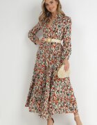 rosa Rochie tip cămașă Portocalie cu volan Paldam
