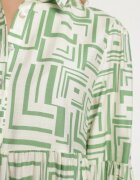 rosa Rochie tip cămașă Verde Cloș din Viscoză cu Model Geometric Alineria