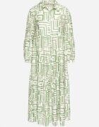 rosa Rochie tip cămașă Verde Cloș din Viscoză cu Model Geometric Alineria
