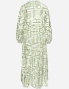 rosa Rochie tip cămașă Verde Cloș din Viscoză cu Model Geometric Alineria