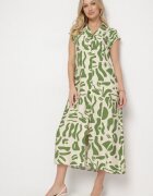 rosa Rochie tip cămașă Verde cu model geometric Saranea