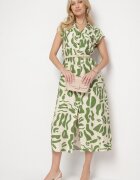 rosa Rochie tip cămașă Verde cu model geometric Saranea