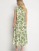 rosa Rochie tip cămașă Verde cu model geometric Saranea