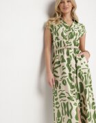 rosa Rochie tip cămașă Verde cu model geometric Saranea
