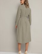 rosa Rochie tip cămașă Verde din bumbac cu centură legată Zintrona