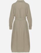 rosa Rochie tip cămașă Verde din bumbac cu centură legată Zintrona