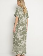 rosa Rochie tip cămașă verde închis din viscoză cu imprimeu floral cu buzunare Eramira