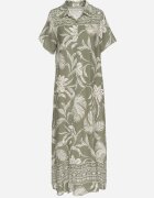 rosa Rochie tip cămașă verde închis din viscoză cu imprimeu floral cu buzunare Eramira
