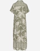 rosa Rochie tip cămașă verde închis din viscoză cu imprimeu floral cu buzunare Eramira