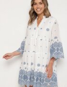 rosa Rochie tip cutie Albă Din bumbac cu model etno Rallea