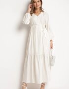 rosa Rochie tip cutie bej deschis Maxi Decorată cu cusături și nasturi Kedora