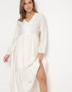 rosa Rochie tip cutie bej deschis Maxi Decorată cu cusături și nasturi Kedora