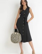 rosa Rochie Trapezoidală Neagră cu Curea Legată Brystia