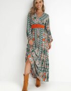 rosa Rochie Verde Cloche cu Cordon Nazene