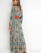 rosa Rochie Verde Cloche cu Cordon Nazene