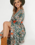 rosa Rochie Verde Cloche cu Cordon Nazene