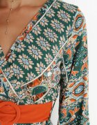 rosa Rochie Verde Cloche cu Cordon Nazene