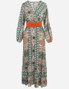rosa Rochie Verde Cloche cu Cordon Nazene