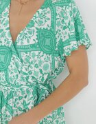 rosa Rochie Verde Cloș Maxi cu Curea Legată Aziza