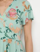 rosa Rochie Verde Cloș Maxi din Viscoză Florală cu Decolteu petrecut Ilitta