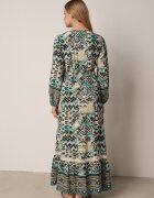 rosa Rochie Verde cu elastic în talie cu model etno Tilfa