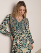 rosa Rochie Verde cu elastic în talie cu model etno Tilfa