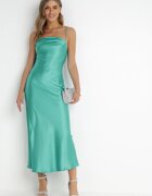 rosa Rochie Verde De Satin Chrentizo