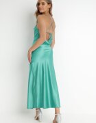 rosa Rochie Verde De Satin Chrentizo