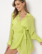 rosa Rochie Verde Deschis petrecută cu guler Qeviana