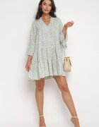 rosa Rochie Verde deschisă Evazată cu Volane Chrisley