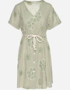 rosa Rochie Verde deschisă în stil Boho cu flori brodate cu șnur Evionis