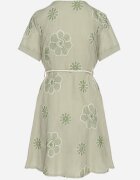 rosa Rochie Verde deschisă în stil Boho cu flori brodate cu șnur Evionis