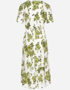 rosa Rochie Verde din Bumbac Ajurată cu Flori cu Fustă Evazată Florbia